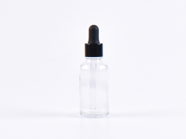Klarglasflasche 30ml, mit Pipette schwarz