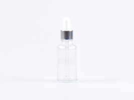 Klarglasflasche 30ml, mit Pipette silber-glanz