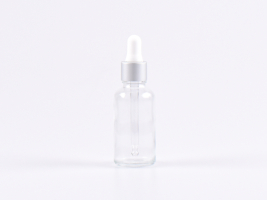 Klarglasflasche 30ml, mit Pipette silber-matt