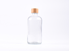 Klarglasflasche 500ml, mit Schraubverschluss Bambus