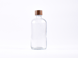 Klarglasflasche 500ml, mit Schraubverschluss Walnut