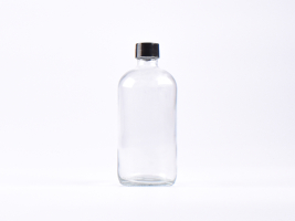 Klarglasflasche 500ml, mit Schraubverschluss schwarz