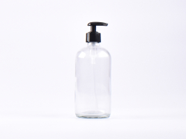 Klarglasflasche 500ml, mit Dispenser schwarz