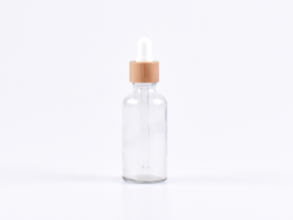 Klarglasflasche 50ml, mit Pipette Bambus