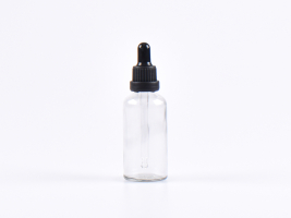 Klarglasflasche 50ml, mit Pipette OV schwarz