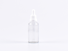 Klarglasflasche 50ml, mit Pipette OV weiss