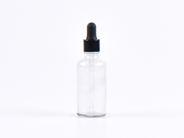 Klarglasflasche 50ml, mit Pipette schwarz