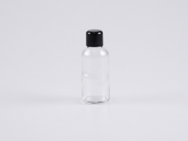 Klarglasflasche 50ml, mit Schraubverschluss schwarz