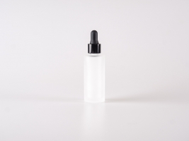 Glasflasche säuremattiert, 30ml, mit Pipette Alu schwarz