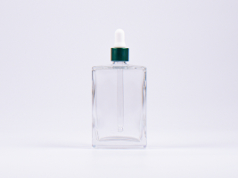 Klarglasflasche "Miro" 100ml, mit Pipette grün-matt