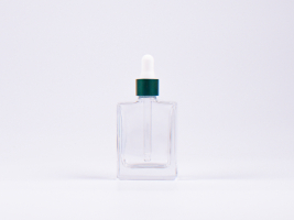 Klarglasflasche "Miro" 50ml, mit Pipette grün-matt