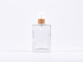 Klarglasflasche "Miro" 100ml, mit Lotionspumpe Bambus