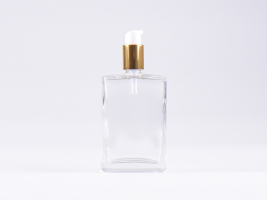 Klarglasflasche "Miro" 100ml, mit Lotionspumpe Aluminium, 4 Color