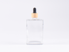 Klarglasflasche "Miro" 100ml, mit Pipette Bambus