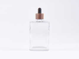 Klarglasflasche "Miro" 100ml, mit Pipette Walnut