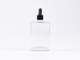 Klarglasflasche "Miro" 100ml, mit Pipette schwarz