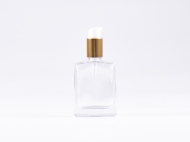 Klarglasflasche "Miro" 50ml, mit Lotionspumpe Aluminium, 4 Color