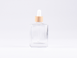 Klarglasflasche "Miro" 50ml, mit Pipette Bambus