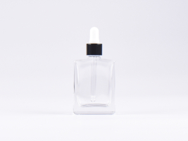 Klarglasflasche "Miro" 50ml, mit Pipette schwarz