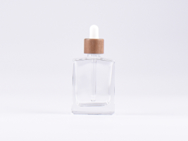 Klarglasflasche "Miro" 50ml, mit Pipette Walnut