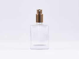 Klarglasflasche "Miro" 50ml, mit Zerstäuber Aluminium, 4 Color