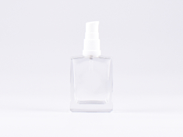 Klarglasflasche "Miro" 50ml, mit Lotionspumpe Kunststoff