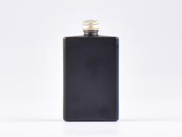 Schwarzglasflasche "Miro" 100ml, mit Schraubverschluss Aluminium