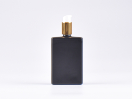 Schwarzglasflasche "Miro" 100ml, mit Lotionspumpe Aluminium, 4 Color