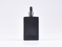 Schwarzglasflasche "Miro" 100ml, mit Pipette silber glanz