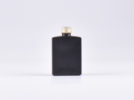 Schwarzglasflasche "Miro" 50ml, mit Schraubverschluss Aluminium