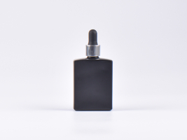 Schwarzglasflasche "Miro" 50ml, mit Pipette silber glanz