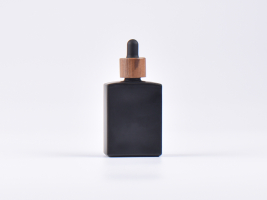 Schwarzglasflasche "Miro" 50ml, mit Pipette Walnut