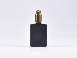 Schwarzglasflasche "Miro" 50ml, mit Zerstäuber Aluminium, 4 Color
