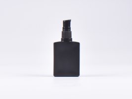 Schwarzglasflasche "Miro" 50ml, mit Lotionspumpe Kunststoff