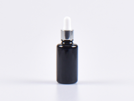 MIRON Violettglasflasche 30ml, mit Pipette silber-glanz