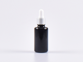 MIRON Violettglasflasche 30ml, mit Pipette silber-matt