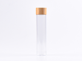 PET Röhrchen, 100ml, Schraubverschluss Bambus