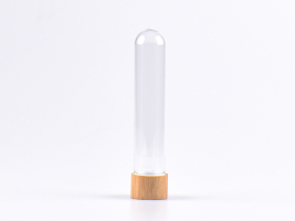 PET Röhrchen, 80ml, Schraubverschluss Bambus