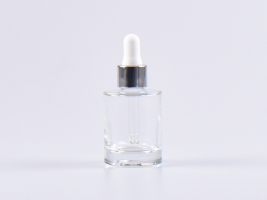 Glasflasche "Raoul" 30ml, mit Pipette silber-glanz
