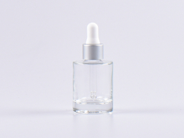 Glasflasche "Raoul" 30ml, mit Pipette silber-matt