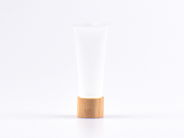 Kosmetiktube 50ml, transparent, mit Deckel Bambus