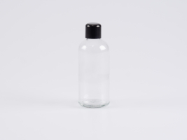 Klarglasflasche 100ml, mit Schraubverschluss schwarz
