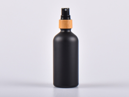Schwarzglasflasche 100ml, mit Zerstäuber Bambus