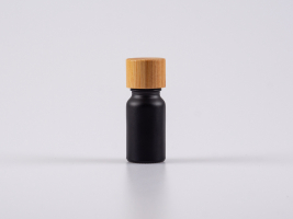 Schwarzglasflasche 10ml, mit Schraubverschluss Bambus