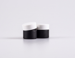 Schwarzglasdose, 10ml, mit Deckel weiss