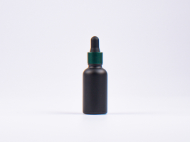 Schwarzglasflasche 30ml, mit Pipette grün-matt