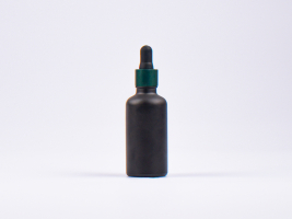 Schwarzglasflasche 50ml, mit Pipette grün-matt