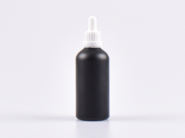 Schwarzglasflasche 100ml, mit Pipette OV weiss
