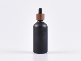 Schwarzglasflasche 100ml, mit Pipette Walnut