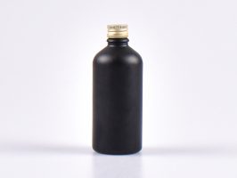 Schwarzglasflasche 100ml, mit Aludeckel